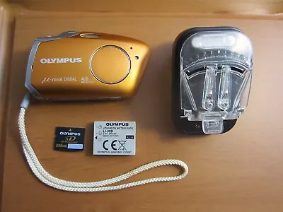 Olympus Mju µ-mini Stylus Digital Camera 4MP  Orange 256mb Card Tested Working • $84