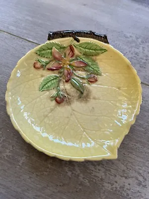 Carlton Ware Made In England Yellow Candy Dish Green Leaf • $20