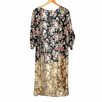 £29.27 • Buy URBAN RENEWAL Floral Kimono Size S/M? Black Pink Bleach Dip Flowy Lightweight