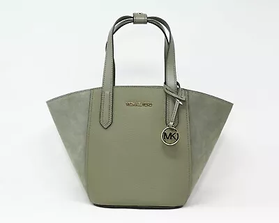 MICHAEL KORS PORTIA Small Tote Leather & Suede Army Green NWT 35F1GPAT1S $358 • $72