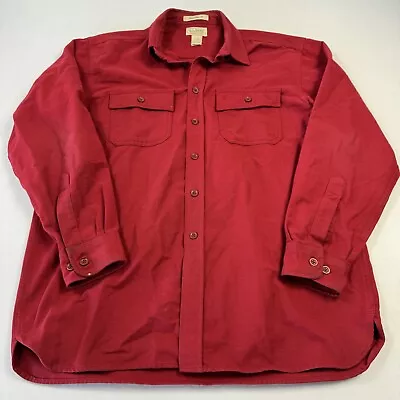 L.L. Bean Men’s Chamois Cloth Flannel Shirt Long Sleeve Cotton Red Sz L • $16.90