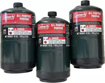 Coleman Propane Replacement Fuel Cylinders 16 Oz Camping 3-Pack - Factory Prefil • $44.23