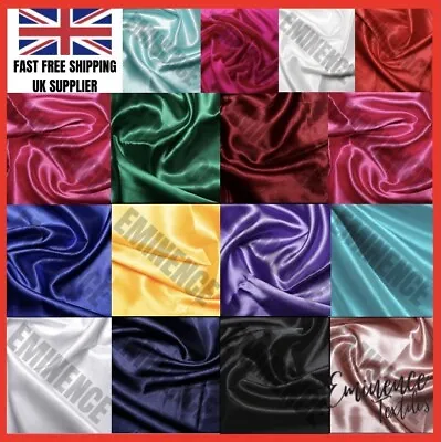£0.99 • Buy SATIN FABRIC SILKY STRETCH KNITTED PLAIN CRAFT MATERIAL 59 /150cm-WIDE Per M NEW