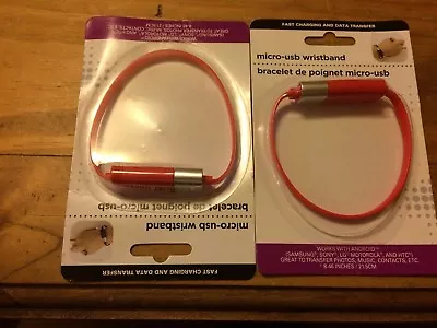 Micro-USB Wristband For ANDROID ~Matching Lot Of 2~ Orange ***BRAND NEW*** • $4.99