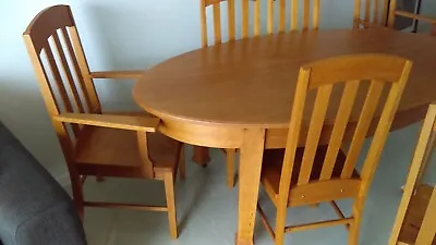 $300 • Buy Table And Six Silky Oak Dining Set.