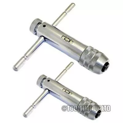 Ratchet Tap Wrench Reversible T Bar Handle M3-M8  M5-M12 (2Pc) For Tap & Die Set • £12.99