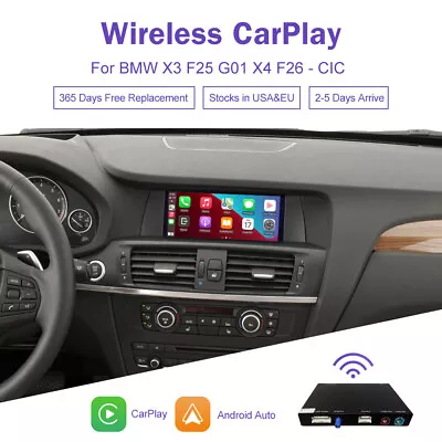 Wireless CarPlay Android Auto Mirror Link Retrofit For BMW X3 F25 G01 11-16 CIC • $239.55