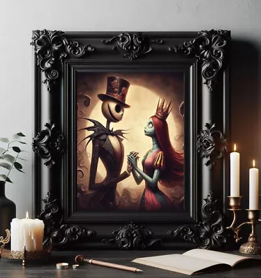 Nightmare Before Christmas Jack And Sally Vintage Steampunk Painting Art Print • $7.99
