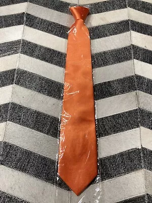 Manzini Neckwear Collection Men's Solid Orange Ready Knot Zipper Tie • $10.60