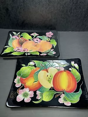 Blue Sky J. McCall Fruit Tray Dishes Wall Art Plates Platter Cloisonne Style Lot • $20