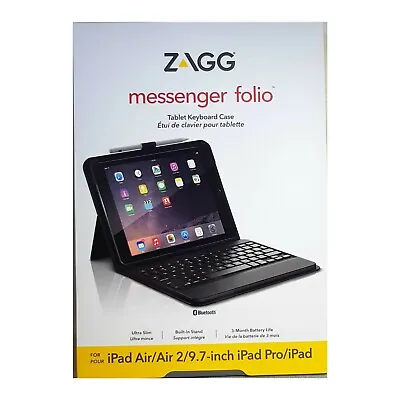 $99.95 • Buy Zagg Messenger Bluetooth Keyboard Folio For Ipad 9.7 Pro 9.7 Air 2 1 Id8bsf-bb0
