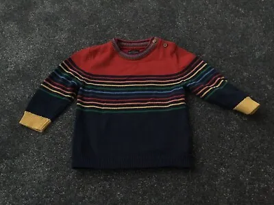 Next Baby Boy Knitted Jumper - Red / Navy - 12-18 Months - EXCELLENT COND • £6