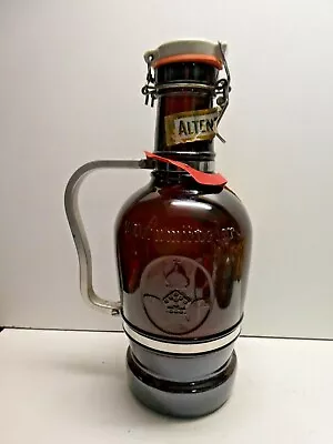 Vintage Brauer Bier Das Ultenmunster Large Metal Handle Amber Glass Beer Bottle • $29