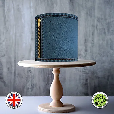 Denim Pattern With Stitching And Zip Pattern Wrap Edible Cake Topper ICING/WAFER • £7.79