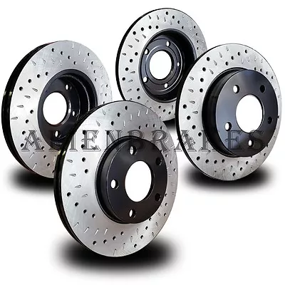 FOR019S Fusion Mazda 6 MKZ Front And Rear Set Rotors Cross Drill & Dimple Slots • $265.76
