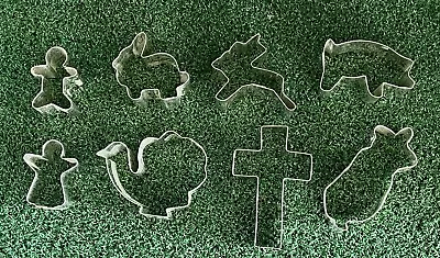 Lot Of 8 Vintage Metal Cookie Cutters Holiday Animal & Other Shapes • $5