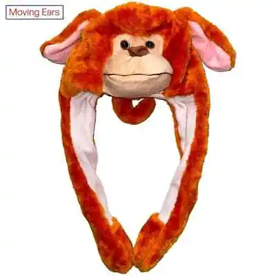 Plush Fleece Animal Hat MONKEY With MOVING EARS And TAIL With Ear Muffs • $9
