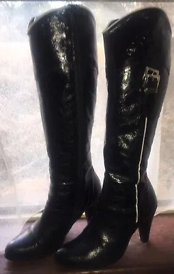 Ladies Italian Knee-high Calf Boots 6AU Heeled Vintage 80’s CLEARANCE PRICE • $42.52