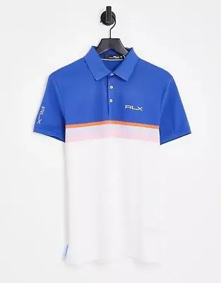 Ralph Lauren RLX Golf Polo Shirt Mens Small Blue And White Stretchy  • £59