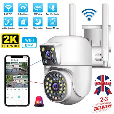 8MP Dual Lens IP Camera Wireless WIFI Outdoor CCTV HD PTZ Home Security IR Cam • £34.99