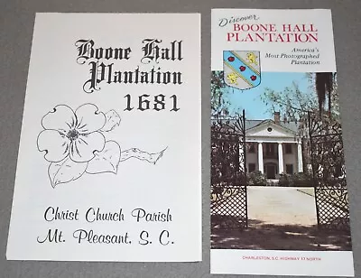 VINTAGE 1970s BOONE HALL PLANTATION MT. PLEASANT SOUTH CAROLINA ~ 2 BROCHURES • $9.95