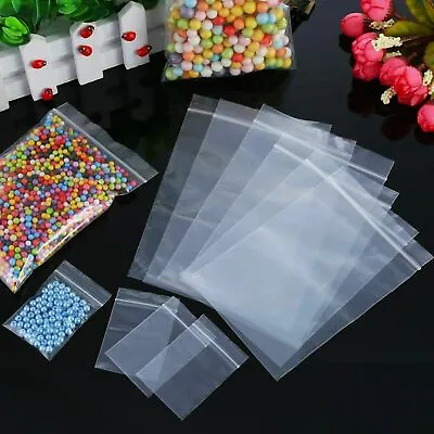 Clear Grip Seal Bags100x Small Clear Bags Resealable Self Zip Lock - All Sizes-  • £1.79