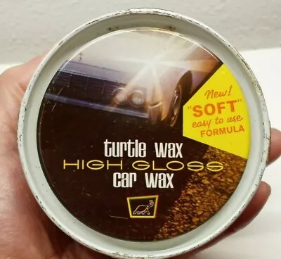 Vintage TURTLE WAX CAN HIGH GLOSS CAR WAX 10 Oz. 7-225 Tin Can Round • $24.99