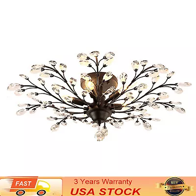 5-Lights Crystal Chandelier Light Branches Ceiling Pendant Lamp Vintage Fixture • $73.15