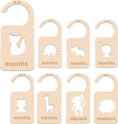 Baby Wardrobe Dividers Wooden Baby Clothes Dividers Animal 8 Pack Nursery Decor • £4.81