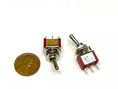 2 Pieces Red Miniature Toggle Switch 3A 120VAC ON-ON SPDT 3 Pin 2 Position G22  • $8.49