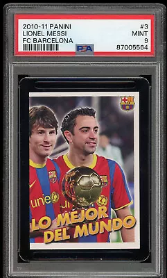 2010-11 Panini FC BARCELONA LIONEL MESSI Sticker #3 PSA 9 MINT • $75
