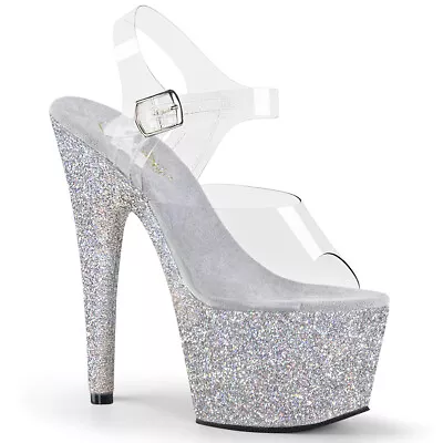 £59.99 • Buy Pleaser Adore 708hmg Clear Platform Pole Lap Dancing Stiletto Heel Sandals Shoes