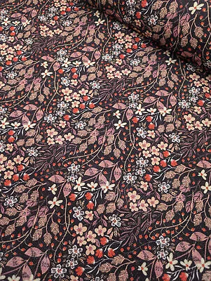 Autumn Floral 100% Cotton Needlecord Fabric • £6