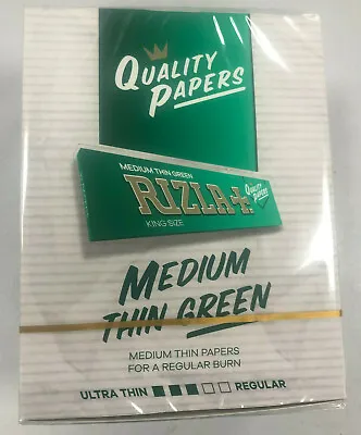 Rizla King Size Green Box Full Case Of 50 Booklets Free Delivery Only £30.99 • £30.99