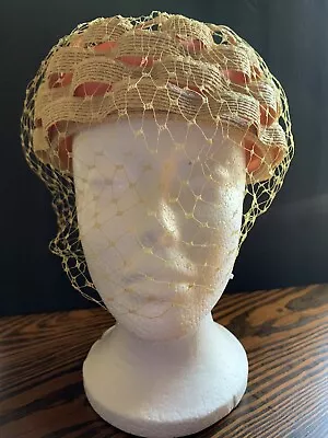 Vintage Marche Exclusive Ladies Hat With Netting Basket Weave Pillbox Derby Hat • $20