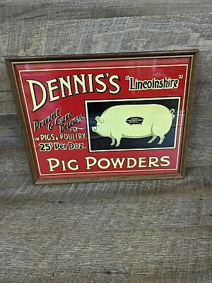 Vintage - Embosed Metal Sign - Dennis's  Lincolnshire  Pig Powders - RARE!!  • $120