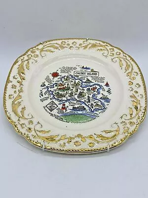 Vintage Collectble Gold Rim Detailed Souvenir Caldey Island Map Display Plate  • £10.99