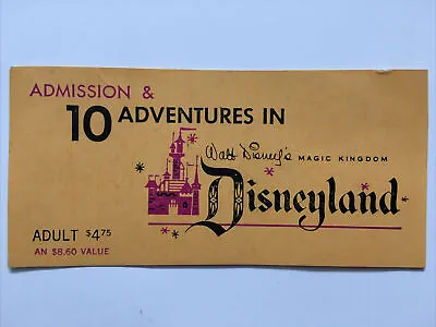 1970s Disneyland Orange Ticket Coupon Disney Magic Kingdom 4.75 Adult • $9.99