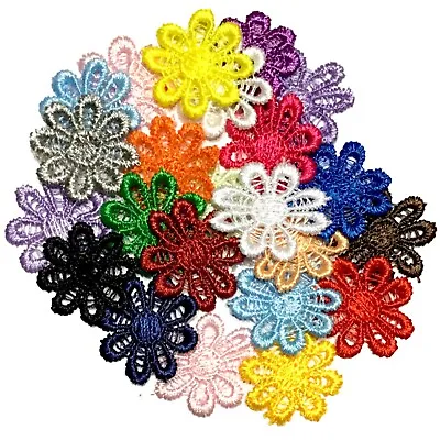 24x Bright Coloured Daisy Flower Machine Embroidered 25mm Sew-On Applique Patch • £3.29