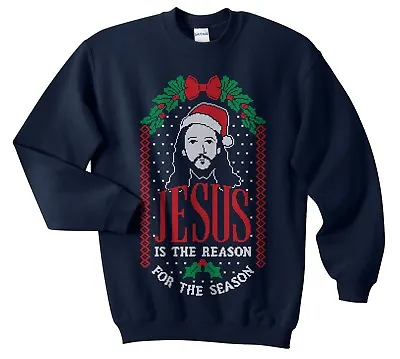 Jesus Is The Reason For The Season Christmas Sweater Jumper Funny Ugly Gift Top • £23.99