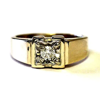 14k Yellow Gold .19ct Men's Diamond I1-2 J Wedding Band Ring 6.0g Gents Estate  • $349.98