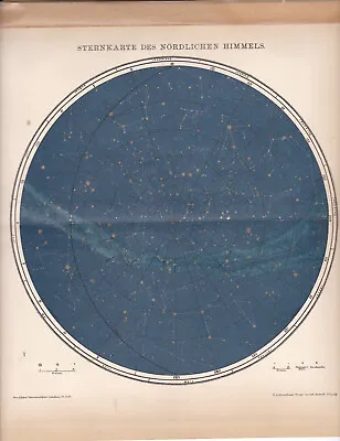 Ca 1890 Antique Star Chart Astronomy Map Northern Sky Old • $35