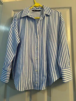 Zara Blue And White Striped Blouse Shirt. Barely Worn. Great Condition. Size XS. • £1