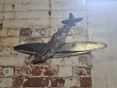 Spitfire Plane  Metal Wall Artwork Home Garden Decor 790mm Wingspan 560mm Length • £55