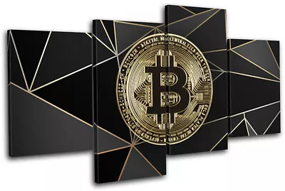 Bitcoin Luxury Geometric Motivational MULTI CANVAS WALL ART Picture Print • $109.99