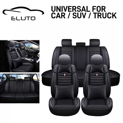 Luxury Leather 5-Seats Front Rear Car Seat Cover Cushion Full Set Universal New • $83.29