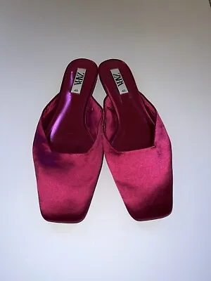 NWT ZARA Pink SATIN MULES SIZE EUR 40 • $25