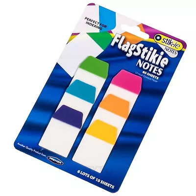 Stik-ie 60 Sheets Neon Colour Transparent Index Tabs Notes Page Marker 17536 • £3.99