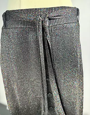 Gorman Women's Skirt Black Glitter Future Size 12 Tight Knit Button Front Split • $49.95
