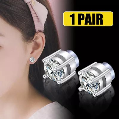 Steel Magnetic Stud Earrings 6/8MM For Women Men Non-Piercing Clip-On Stainless • $1.94